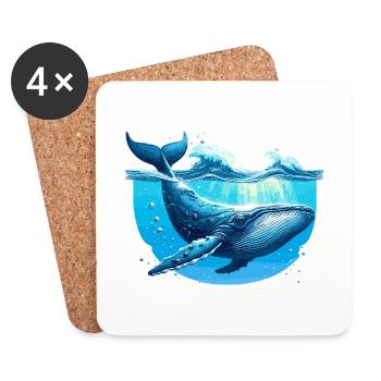 Baleine bleue - Dessous de verre (lot de 4) - blanc - Devant