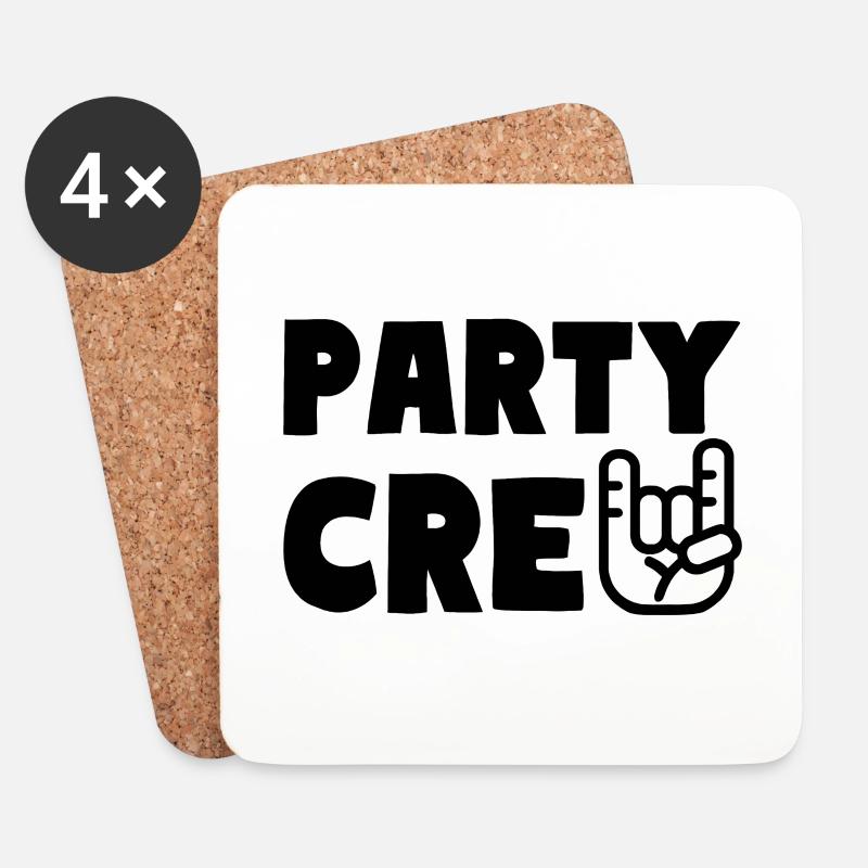 PARTY CREW Feiern - Untersetzer (4er-Set) - Weiß
