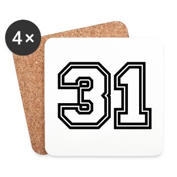 31 number symbol - Coasters (set of 4) - white - Front