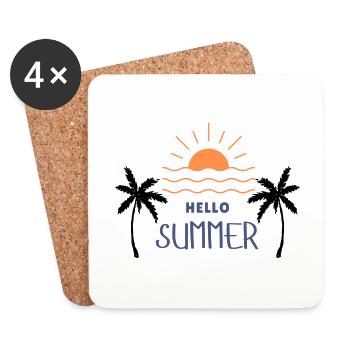Hello Summer 2 - Dessous de verre (lot de 4) - blanc - Devant