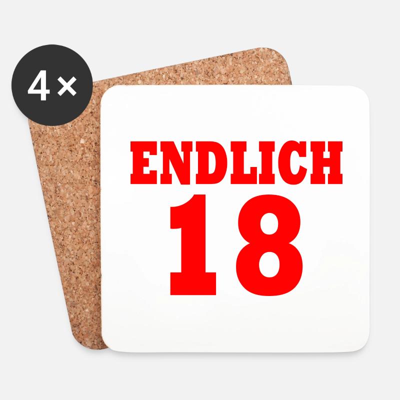 Endlich 18 - Untersetzer (4er-Set) - Weiß
