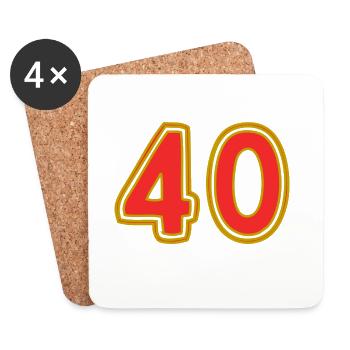 40. 40 ANS. 40e ANNIVERSAIRE. ANNIVERSAIRE 40 ANS. - Dessous de verre (lot de 4) - blanc - Devant