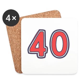 40. 40 ANS. 40e ANNIVERSAIRE. ANNIVERSAIRE 40 ANS. - Dessous de verre (lot de 4) - blanc - Devant