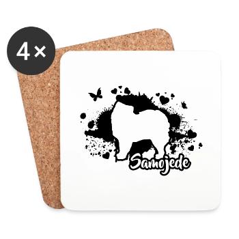 SAMOJEDE Hunde Hund Rassehund Wilsigns - Untersetzer (4er-Set) - Weiß - Vorne