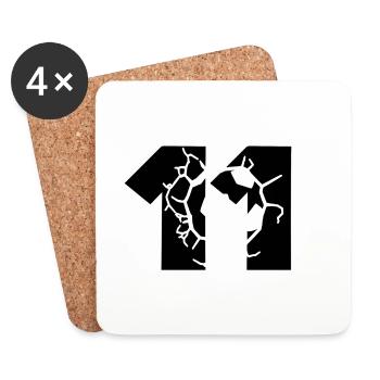 Maillot de football numéro 11 - Dessous de verre (lot de 4) - blanc - Devant