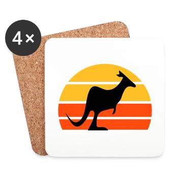 Kangaroo in front of a half-sun - Coasters (set of 4) - white - Front