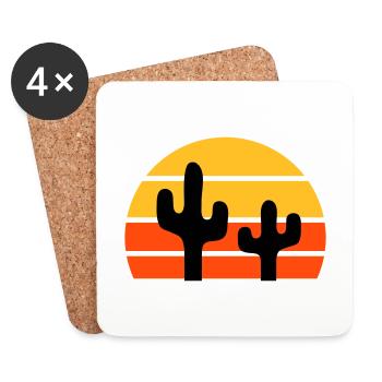 Two cacti in front of a half-sun - Coasters (set of 4) - white - Front