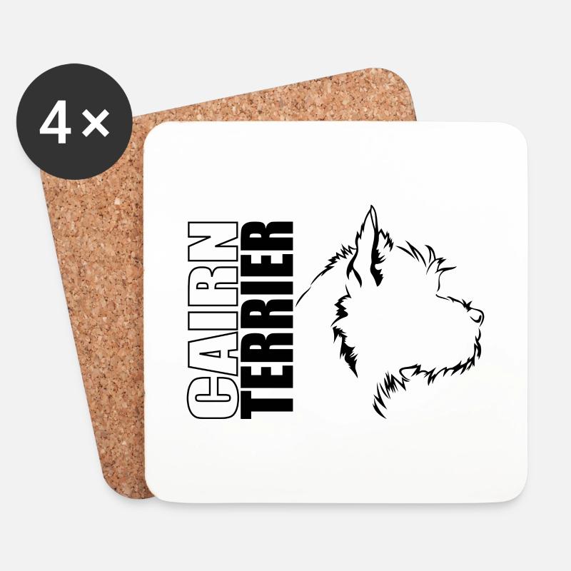 CAIRN TERRIER Profil Hunde Hund Wilsigns - Untersetzer (4er-Set) - Weiß
