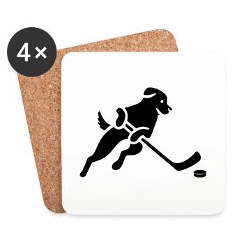 Hund Labrador Eishockey Silhouette Minimalistisch - Untersetzer (4er-Set) - Weiß - Vorne