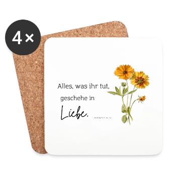 Alles, was ihr tut, geschehe in Liebe - Untersetzer (4er-Set) - Weiß - Vorne