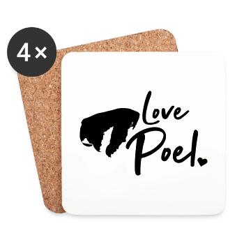 Love Poel - Mer Baltique Allemagne île de Silhouette - Dessous de verre (lot de 4) - blanc - Devant