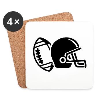 Football Helm - Untersetzer (4er-Set) - Weiß - Vorne