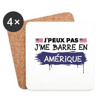 j'peux pas je me barre en Amérique | USA - Dessous de verre (lot de 4) - blanc - Devant
