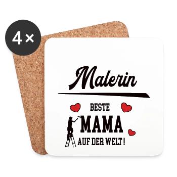 Malerin Beste Mama Mami Mutter Mutti Muttertag - Untersetzer (4er-Set) - Weiß - Vorne
