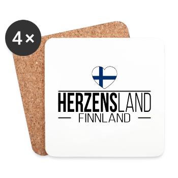 Herzensland Finnland Skandinavien Urlaub Reise - Untersetzer (4er-Set) - Weiß - Vorne