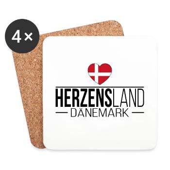 Herzensland Dänemark Skandinavien Urlaub Reise - Untersetzer (4er-Set) - Weiß - Vorne
