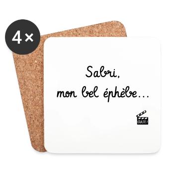 Sabri, mon bel éphèbe... Citation Série H - Humour - Dessous de verre (lot de 4) - blanc - Devant