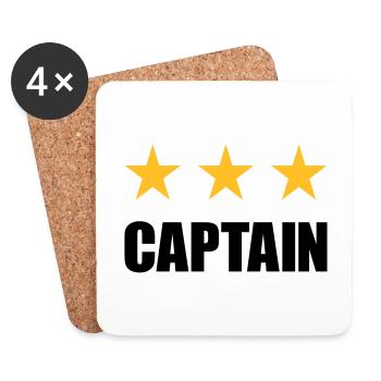 Captain (drei Sterne) - Untersetzer (4er-Set) - Weiß - Vorne