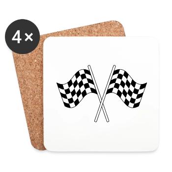 Crossed Flags Symbol Racing - Coasters (set of 4) - white - Front