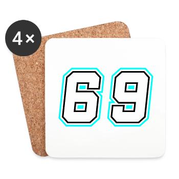 69 Zahl Symbol - Untersetzer (4er-Set) - Weiß - Vorne