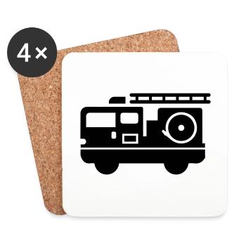 Fire engine - Coasters (set of 4) - white - Front