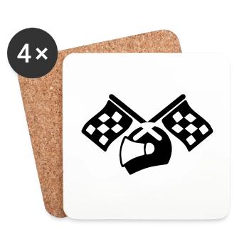 Casque de course - Dessous de verre (lot de 4) - blanc - Devant