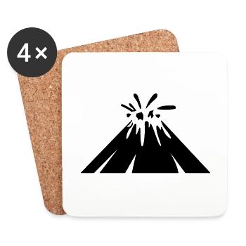 Icône de volcan - Dessous de verre (lot de 4) - blanc - Devant