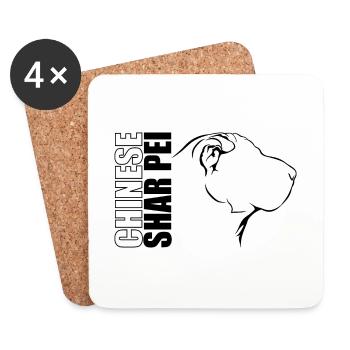 CHINOIS SHAR PEI Profil Chiens Wilsigns - Dessous de verre (lot de 4) - blanc - Devant
