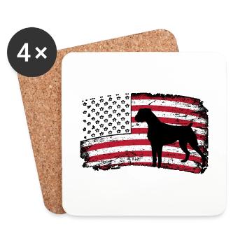 Boxer États-Unis - Dessous de verre (lot de 4) - blanc - Devant