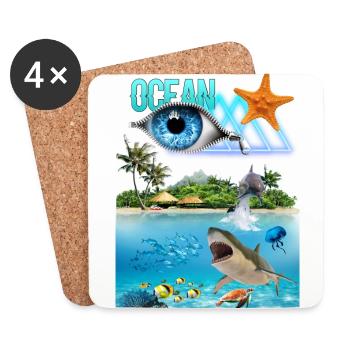 Ocean Eyes, été, été 2022, club de plage. - Dessous de verre (lot de 4) - blanc - Devant