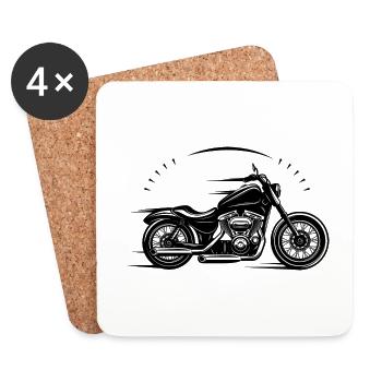 Moto - motorbike / Biker - Good old Times - Dessous de verre (lot de 4) - blanc - Devant