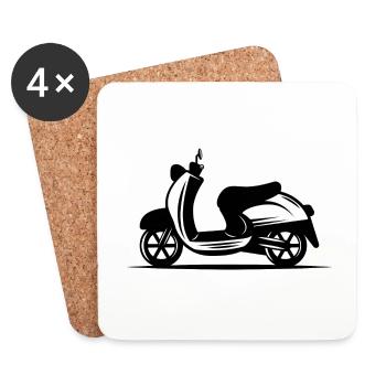 Mofa - Motorroller - Moped - Untersetzer (4er-Set) - Weiß - Vorne