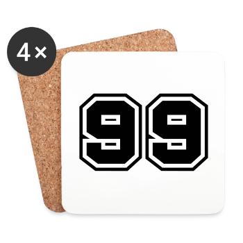 99 Nombre symbole - Dessous de verre (lot de 4) - blanc - Devant