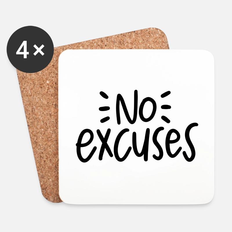 No Excuses Workout Saying Training - Coasters (set of 4) - white
