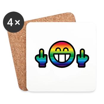 Emoticon Rainbow Grin with Stinkfingers - Untersetzer (4er-Set) - Weiß - Vorne