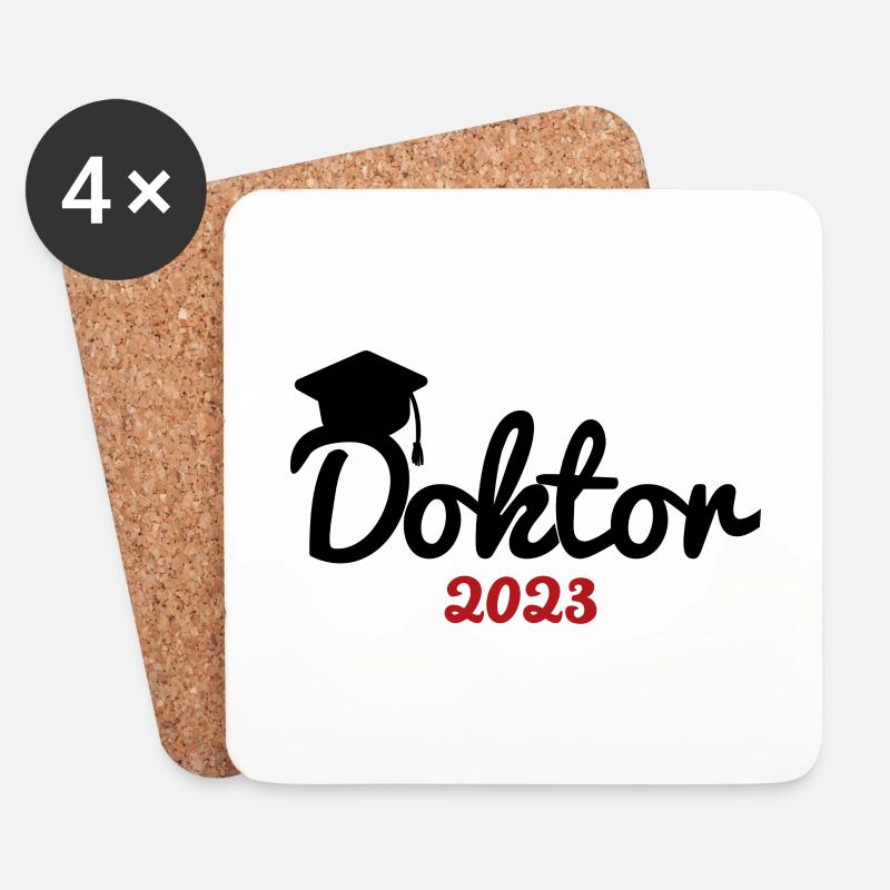 Doktortitel 2023 Doktorhut Promotion Doktor - Untersetzer (4er-Set) - Weiß