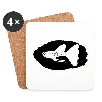 Fish Aquarium Marine Animal Climate Environmental Protection - Coasters (set of 4) - white - Front