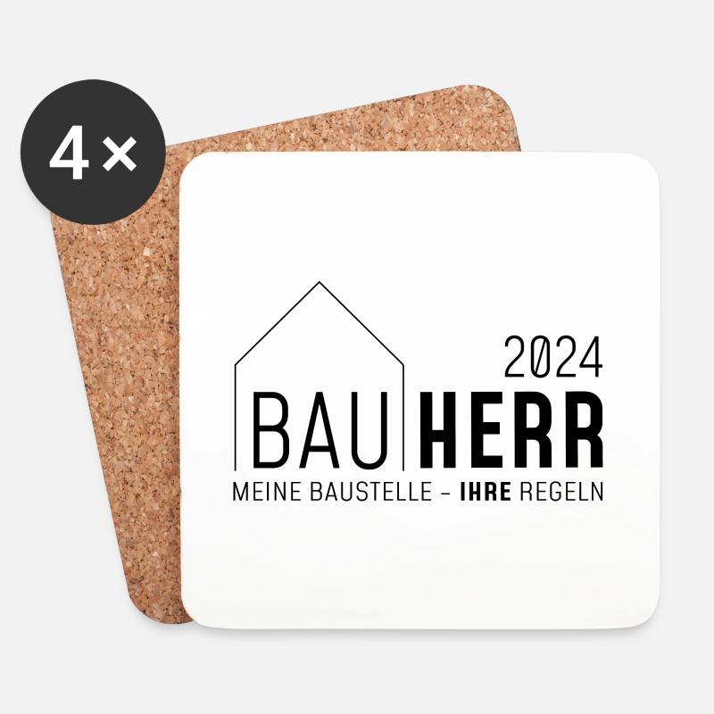 Bauherr 2024, Meine Baustelle - ihre Regeln - Untersetzer (4er-Set) - Weiß