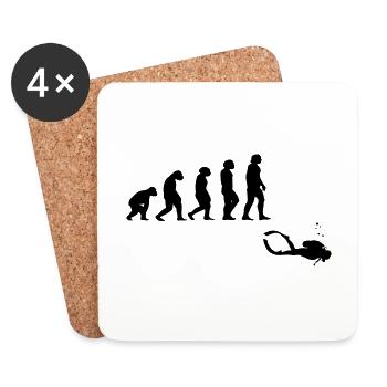 Evolution diving with a device - Coasters (set of 4) - white - Front