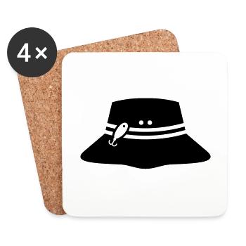 Icône chapeau de pêche Silhouette - Dessous de verre (lot de 4) - blanc - Devant