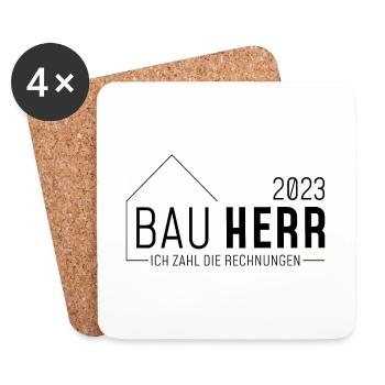 Bauherr 2023 // Ich zahl die Rechnungen //dunkel - Untersetzer (4er-Set) - Weiß - Vorne
