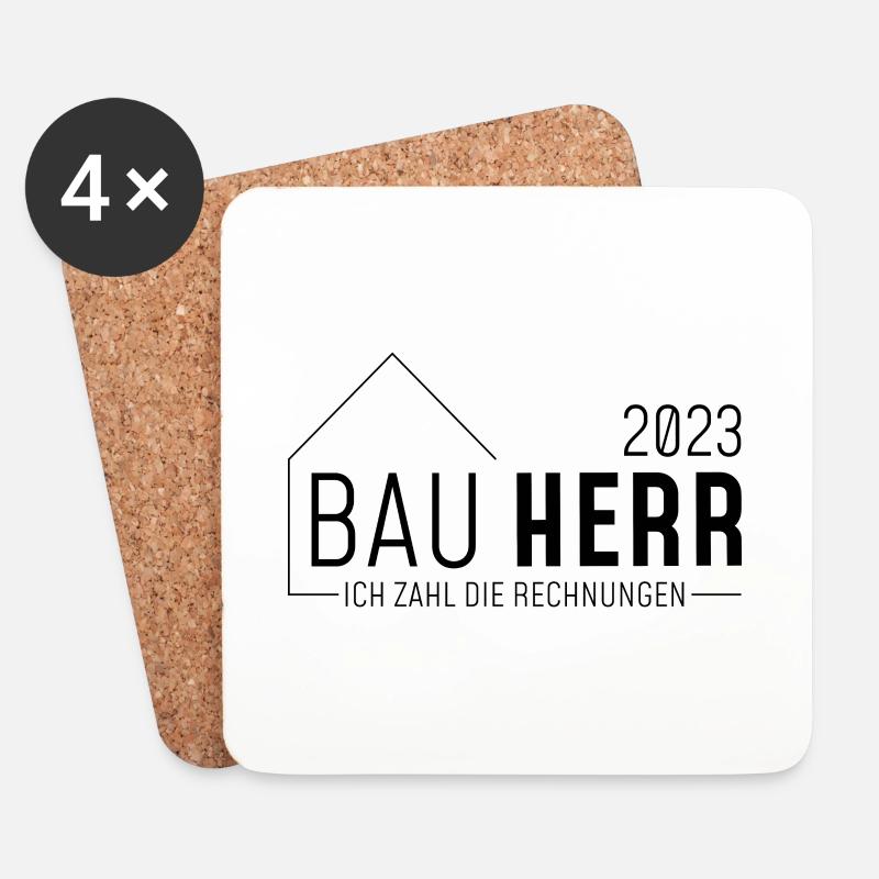 Bauherr 2023 // Ich zahl die Rechnungen //dunkel - Untersetzer (4er-Set) - Weiß