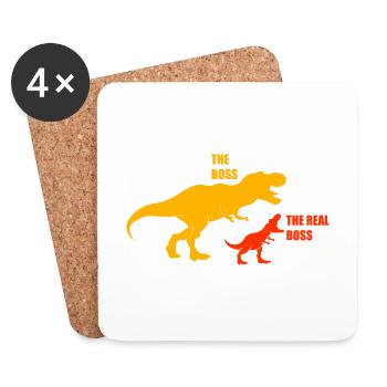 Dinosaures T-Rex de papa fils - Dessous de verre (lot de 4) - blanc - Devant