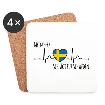 Mein Herz schlägt für Schweden Skandinavien - Untersetzer (4er-Set) - Weiß - Vorne