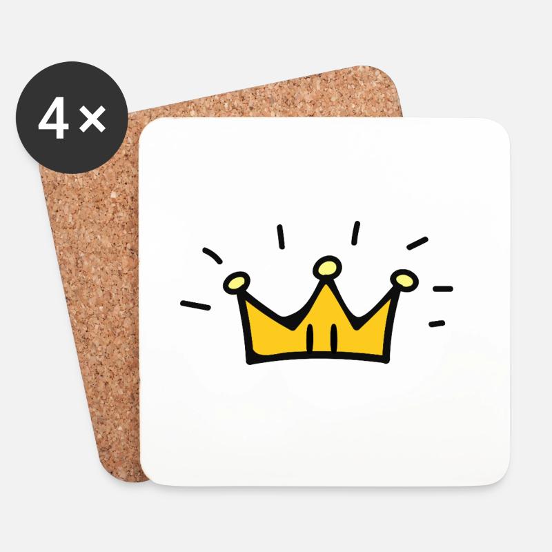 Kingsley – Kawaii Little Crown - Untersetzer (4er-Set) - Weiß