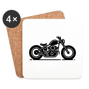 Minimaliste Bobber Moto Line Art Noir - Dessous de verre (lot de 4) - blanc - Devant