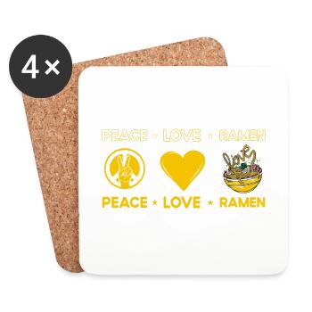 Paix Amour Ramen - Dessous de verre (lot de 4) - blanc - Devant