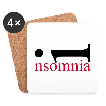Insomnia. Sleep? What Is That? Mind over Mattress. - Coasters (set of 4) - white - Front