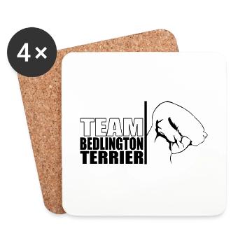 TEAM Bedlington Terrier Hunde Hund Wilsigns - Untersetzer (4er-Set) - Weiß - Vorne