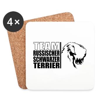 TEAM Russischer Schwarzer Terrier Hunde Wilsigns - Untersetzer (4er-Set) - Weiß - Vorne